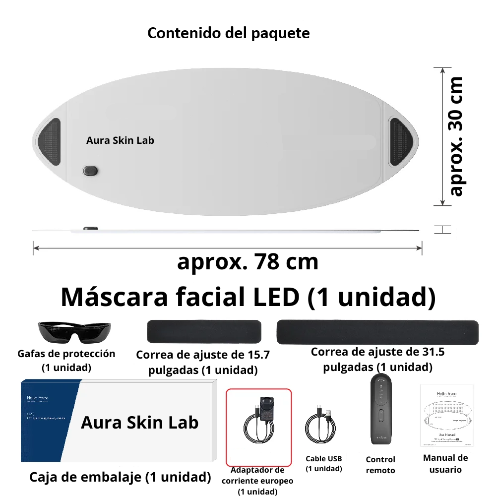Mascarilla Profesional de Fototerapia LED Aura Skin Lab – 720 Chips de Alta Potencia (Rostro y Cuerpo)